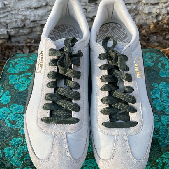 Puma Men's Whirlwind Classic Marshmallow- Thyme White and Green Sneakers - Picture 10 of 12